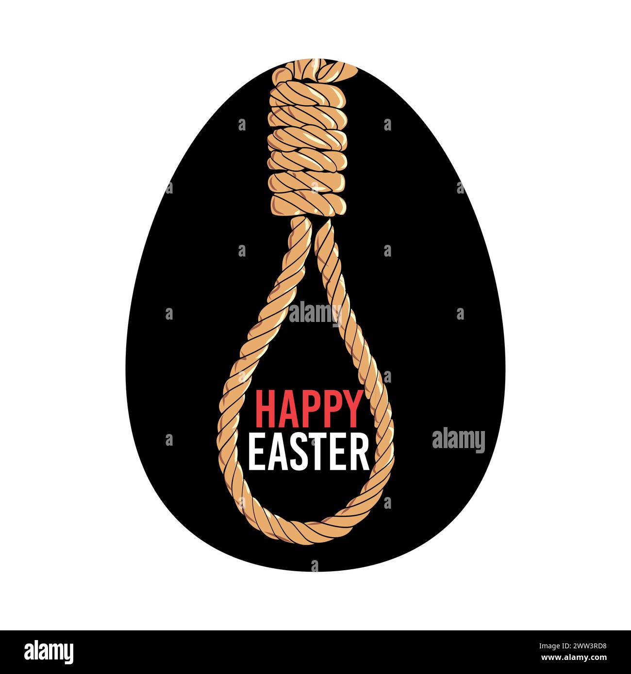 Happy Easter. Design for a t-shirt with an Easter egg silhouette and a hangman's noose.. sstkEaster Stock Vector