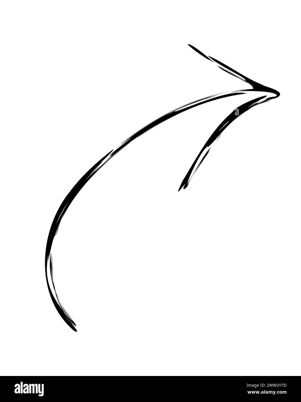 Single black arrow. Direction sign. Pointer. Hand drawn arrow. Stock Vector