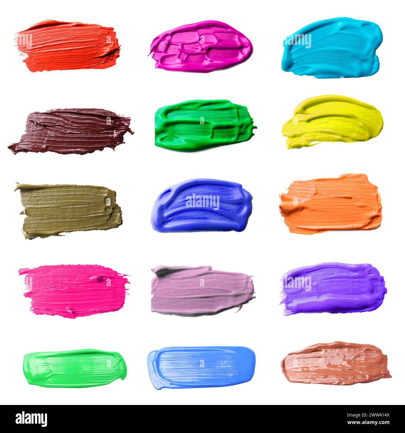 Color Strockes Paint strokes of different colors on white background, top view Stock ...