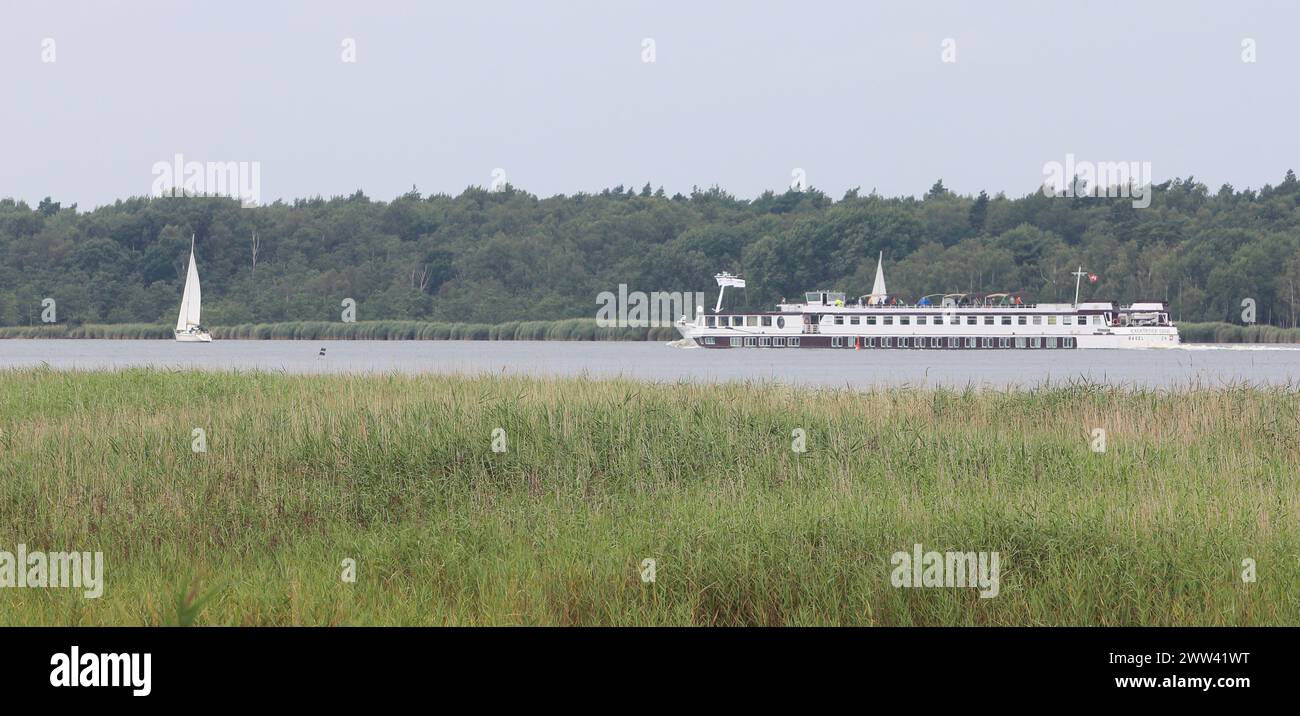 Bock, Germany August 5, 2017: An excursion boat passes through the Baltic Sea off the island of Bock Stock Photo