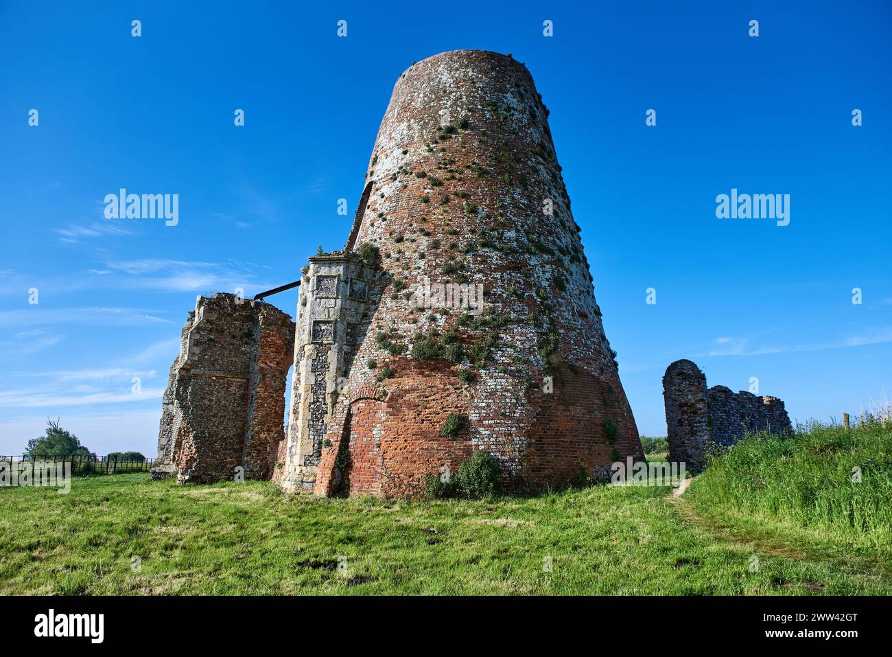 St Benets' Abbey and Windpump, Ludham, Norfolk, England Stock Photo