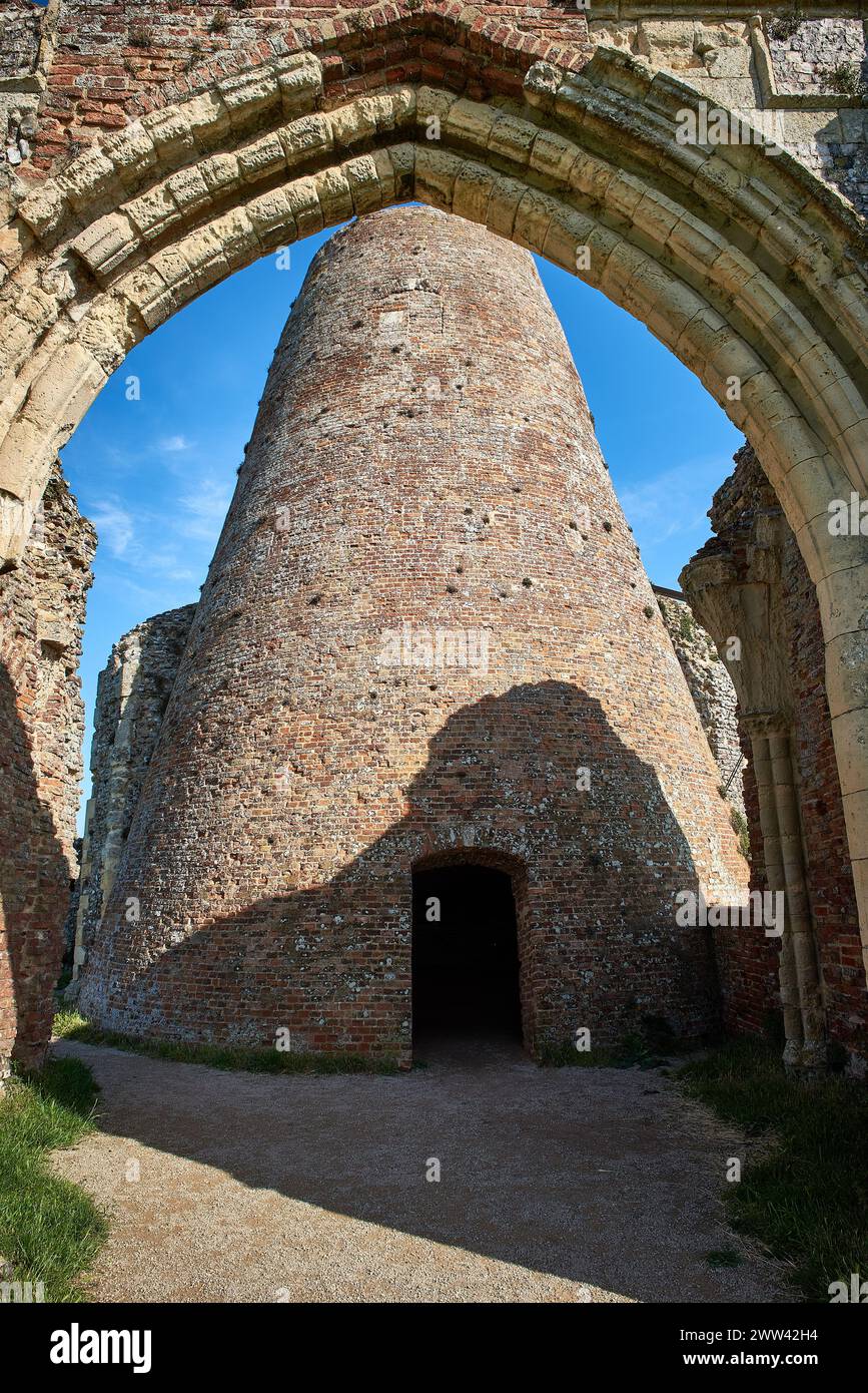 St Benets' Abbey and Windpump, Ludham, Norfolk, England Stock Photo