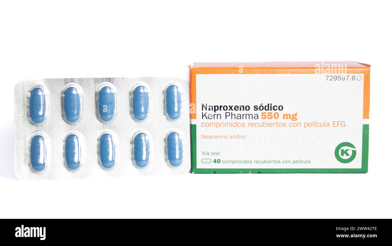 Naproxeno sódico Kern Pharma 550mg Stock Photo