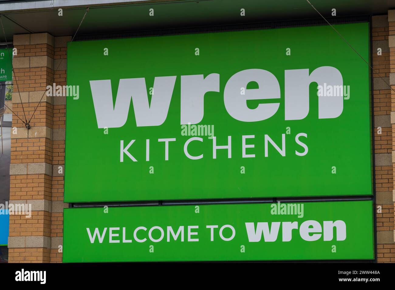 Wolverhampton, UK - March 21 2024: Outside signage of Wren Kitchens ...