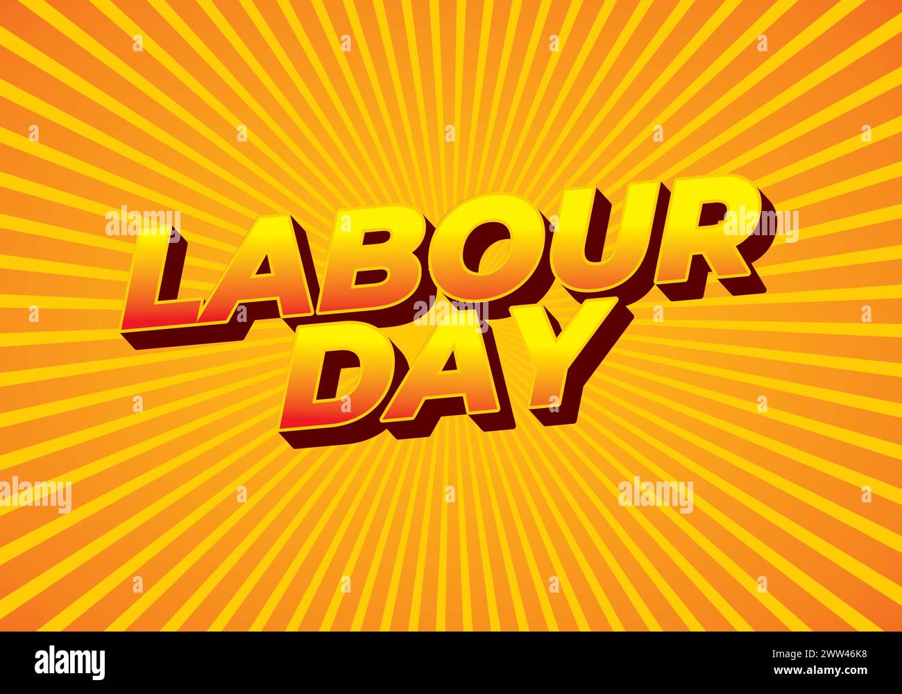 Labour day. Text effect design in yellow orange color with eye catching effect Stock Vector