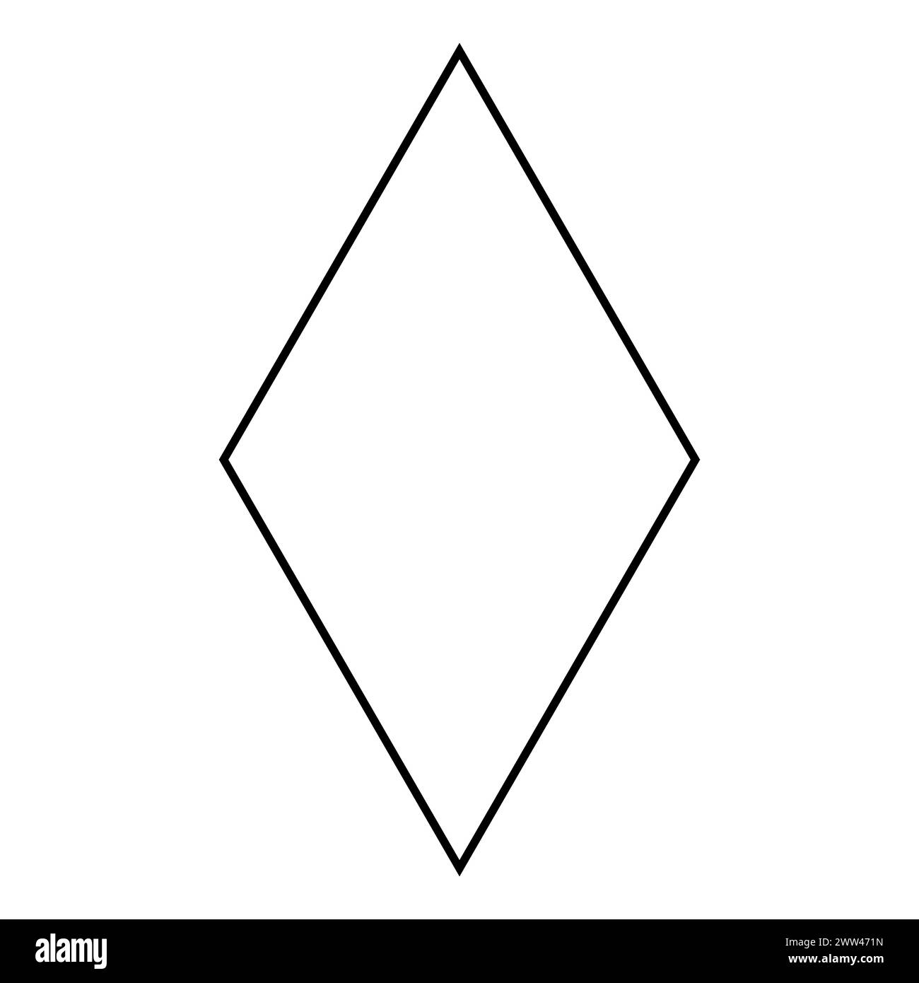 Rhombus shape symbol, black and white vector silhouette illustration Stock Vector