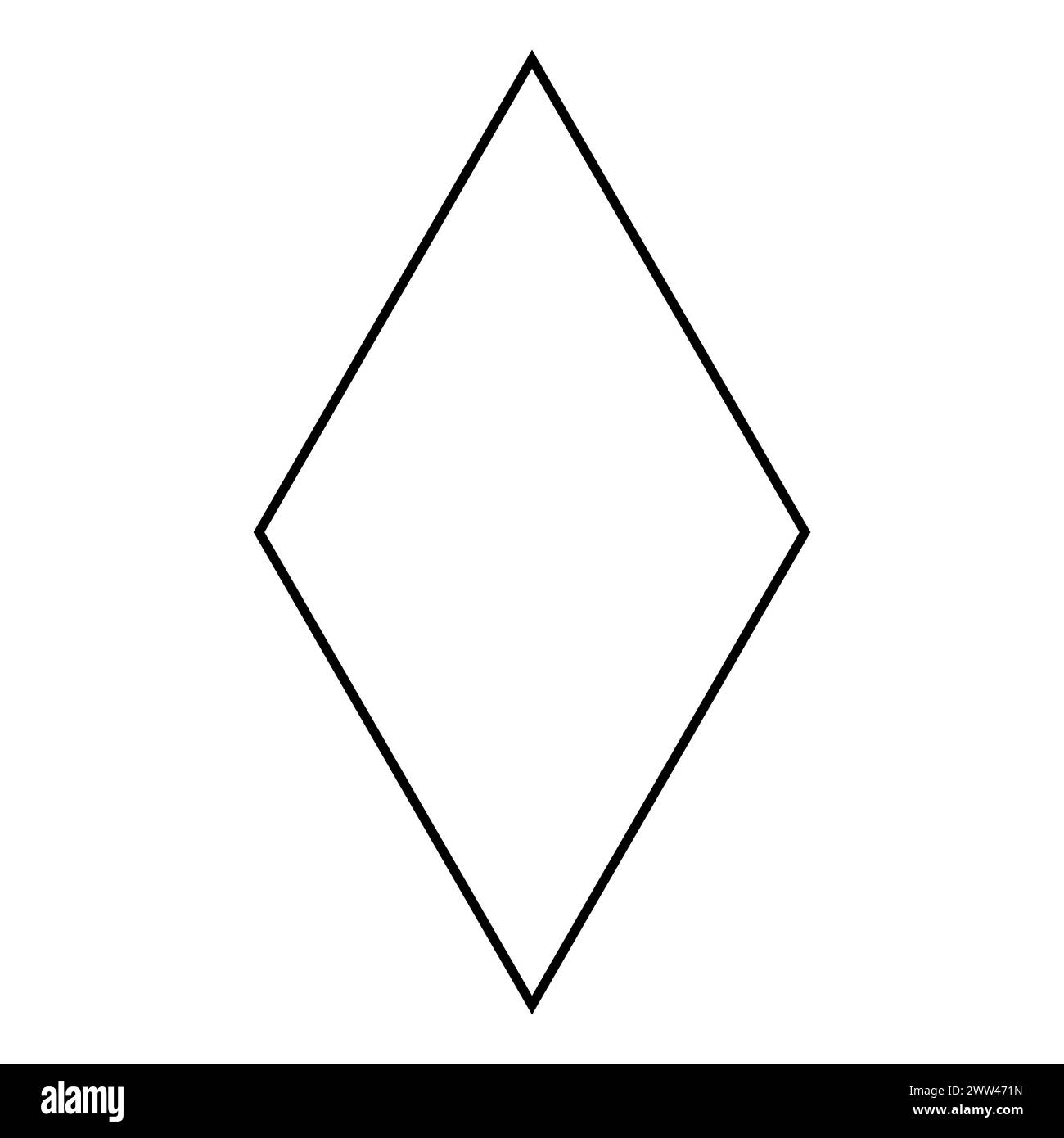 Rhombus shape symbol, black and white vector silhouette illustration ...