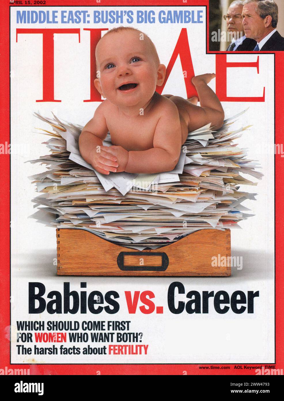 Vintage 'Time' magazine 15 April 2002 issue advert, USA Stock Photo