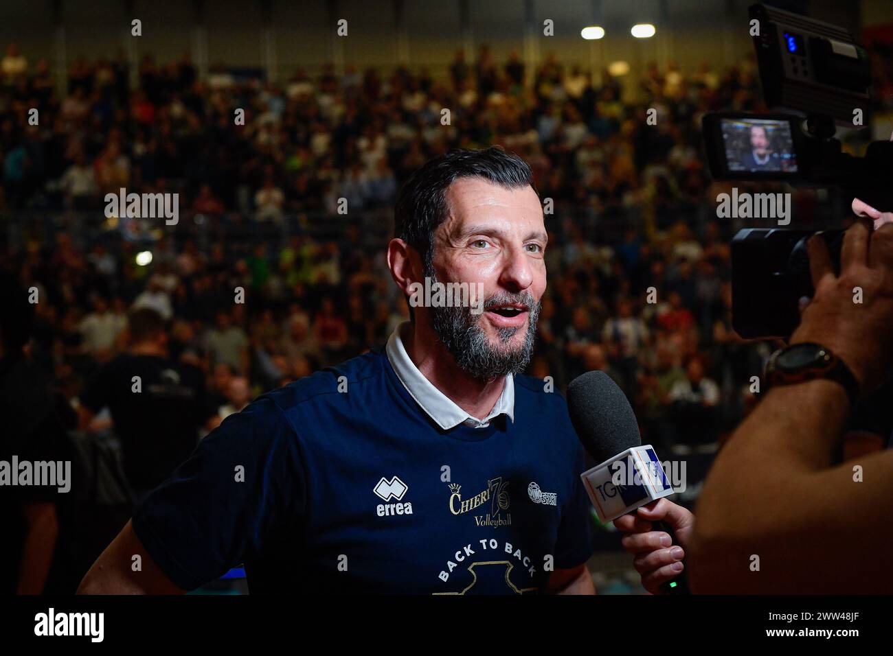 Turin, Italy, Italy. 20th Mar, 2024. Turin, Italy 10 January 2024 .Final CEV Volleyball Cup 2024 Women .Reale Mutua Fenera Chieri '76 (ITA) - Viteos Neuchatel UC (SUI) 3-1.Pala Gianni Asti Turin.Bregoli Giulio Cesare (Head Coach Chieri'76) (Credit Image: © Tonello Abozzi/Pacific Press via ZUMA Press Wire) EDITORIAL USAGE ONLY! Not for Commercial USAGE! Stock Photo