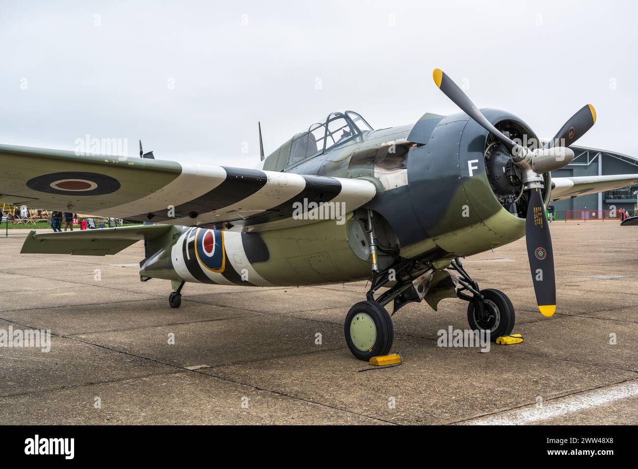 Grumman FM2 Wildcat in static display at Duxford Battle of Britain Air Show 2022, Duxford Airfield, Cambridgeshire, England, UK Stock Photo