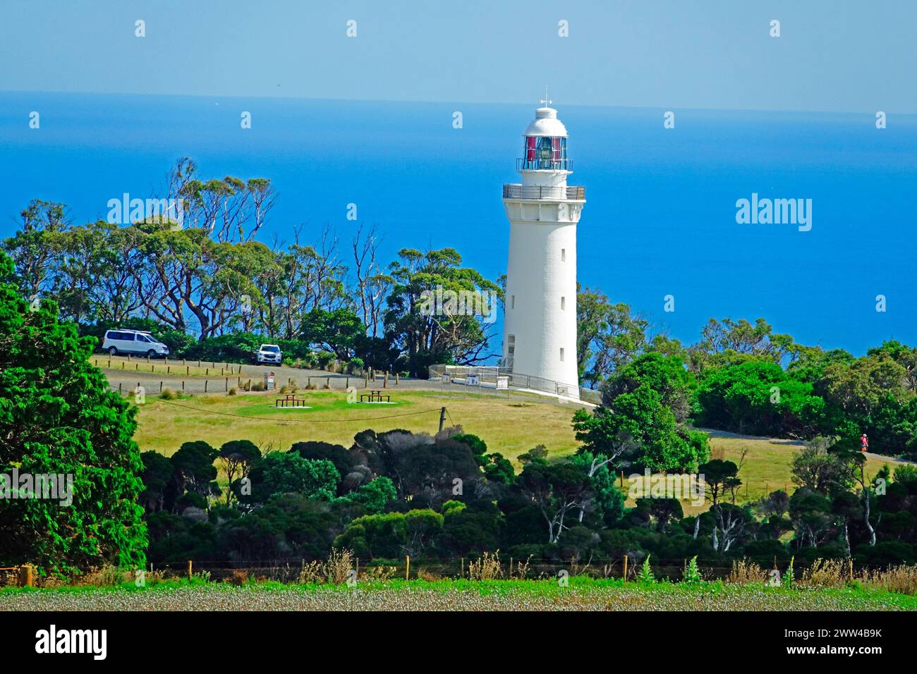 Poppy Fields Table Cape Lighthouse  Burnie Tasmania Australia Tasman Sea Indian Ocean South Pacific Emu Bay Stock Photo