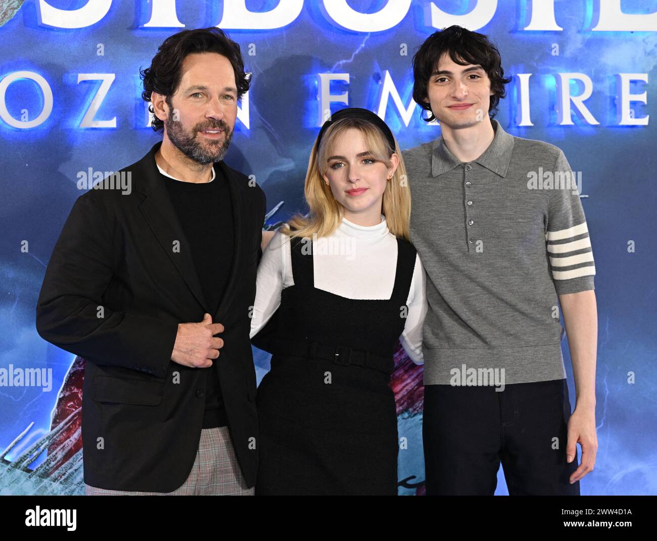 London, UK. 21st Mar, 2024. Paul Rudd, McKenna Grace and Finn Wolfhard