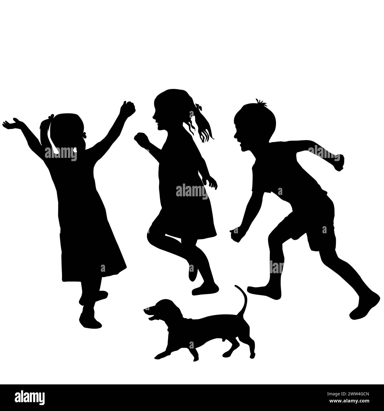 Silhouettes of kids playing Stock Vector Image & Art - Alamy