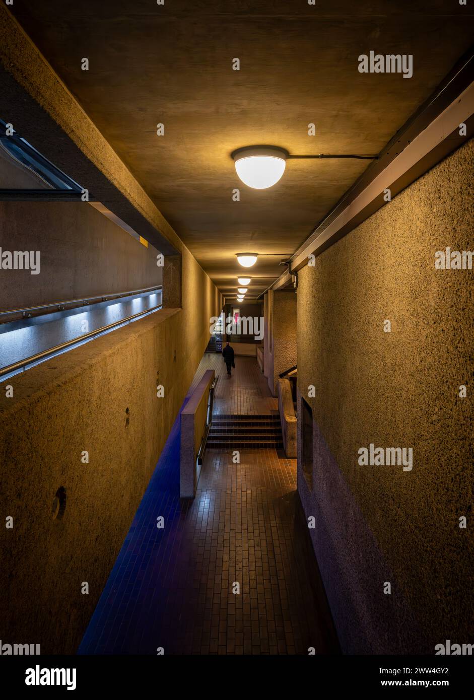 London, UK: Interior architecture of the Barbican Estate in the City of ...