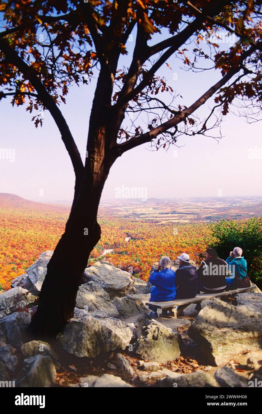 VISITORS WATCHING MIGRATING RAPTORS, SOUTH OVERLOOK, HAWK MOUNTAIN ...