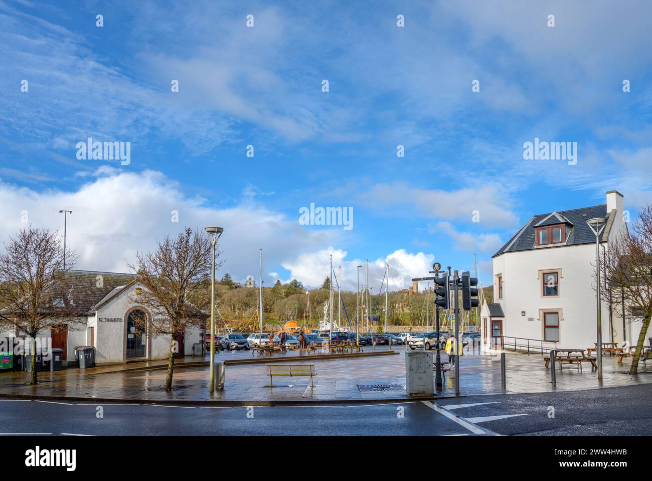 Cromwell Street and North Beach looking towards the harbour, Stornaway, Isle of Lewis, Outer Hebrides, Scotland, UK Stock Photo