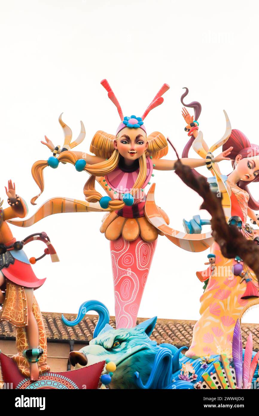The Very colorful ninots from the Fallas of Valencia, Spain Stock Photo