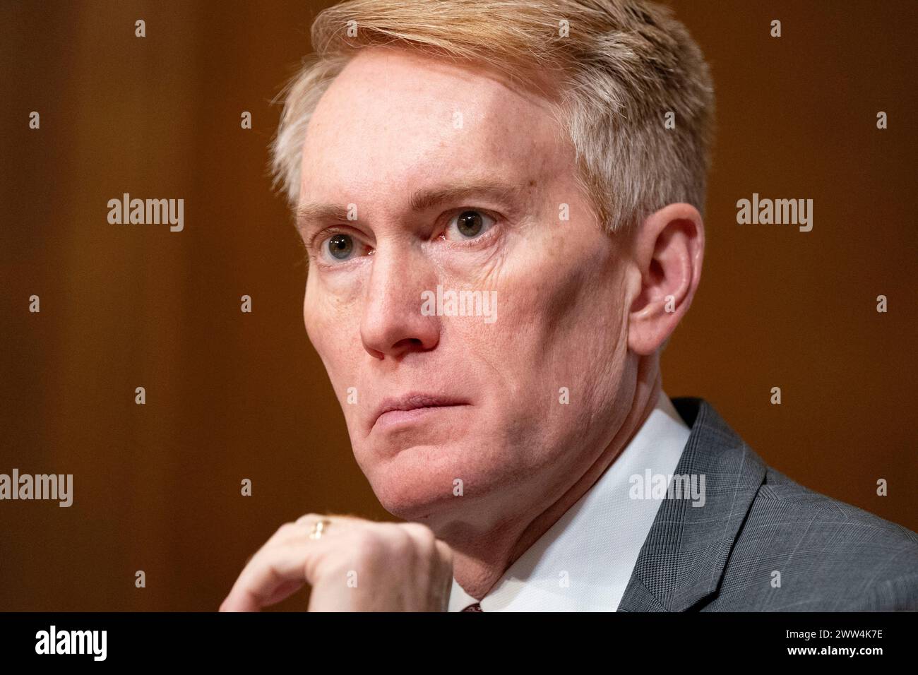 Sen. James Lankford, ROK, looks on as Treasury Secretary Yellen