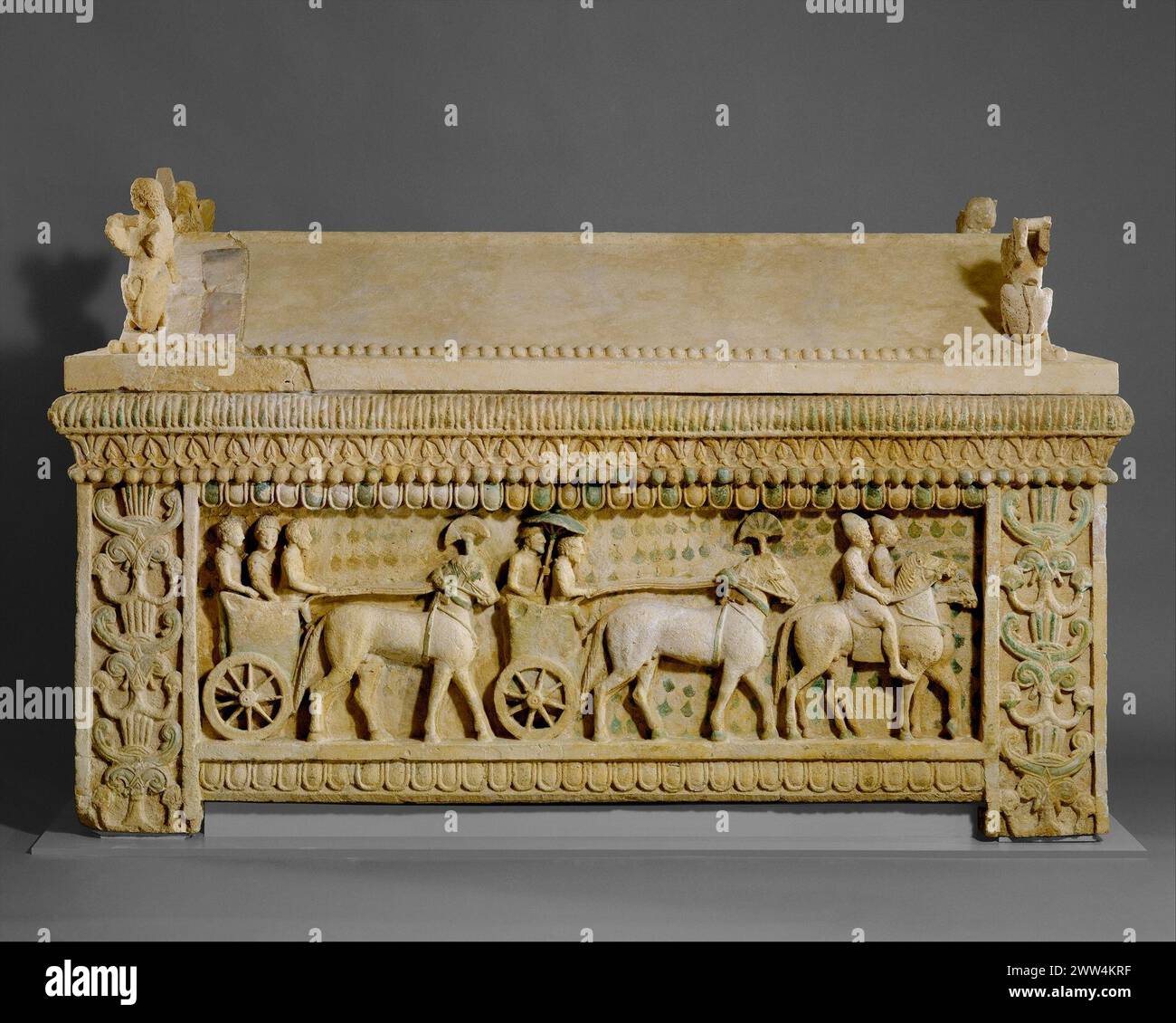 Limestone sarcophagus: the Amathus sarcophagus Period: Archaic Date: 2nd quarter of the 5th century BCE Culture: Cypriot Medium: Hard limestone Stock Photo