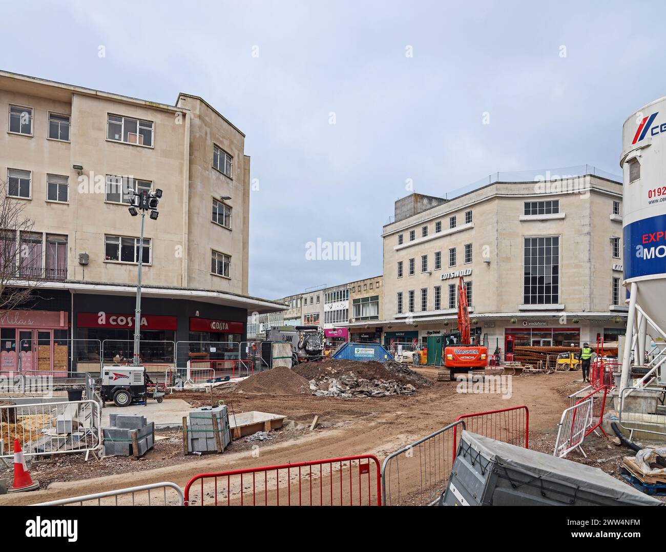 Work continues on the upgrade of Plymouth City Centre at the junction of Old Town Street and New George Street. Work is currently underway to make the Stock Photo