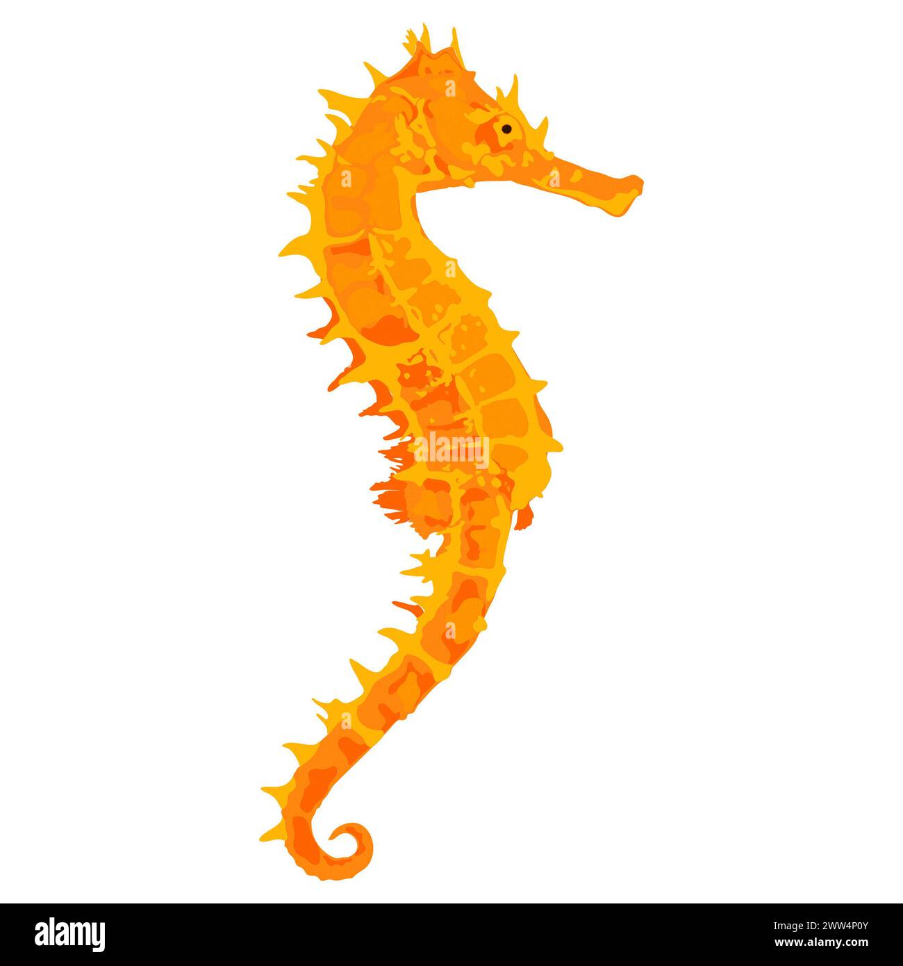 Creative animal concept - Artistic illustration of a swimming yellow seahorse - Ilustración artística de un caballito de mar amarillo nadando Stock Photo