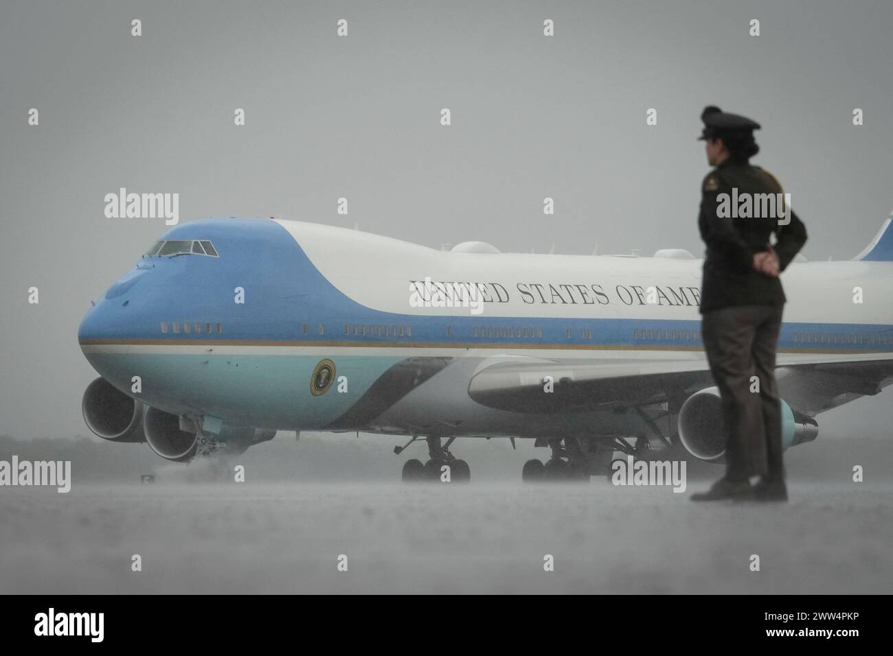 President Joe Biden arrives on Air Force One at Ellington Field Joint