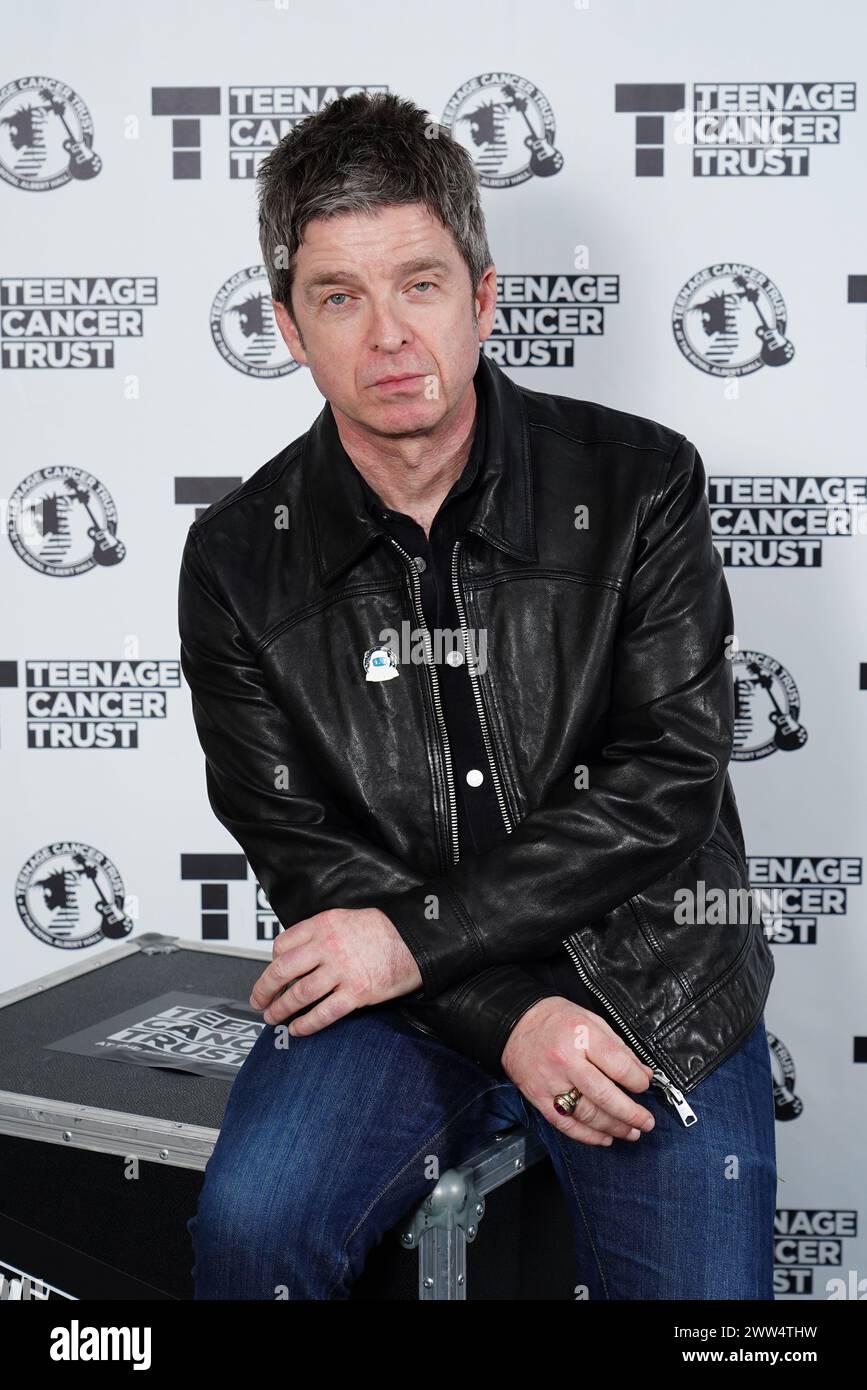 Noel Gallagher backstage before his performance at the Royal Albert Hall in London as part of the Teenage Cancer Trust show. Picture date: Thursday March 21, 2024. Stock Photo