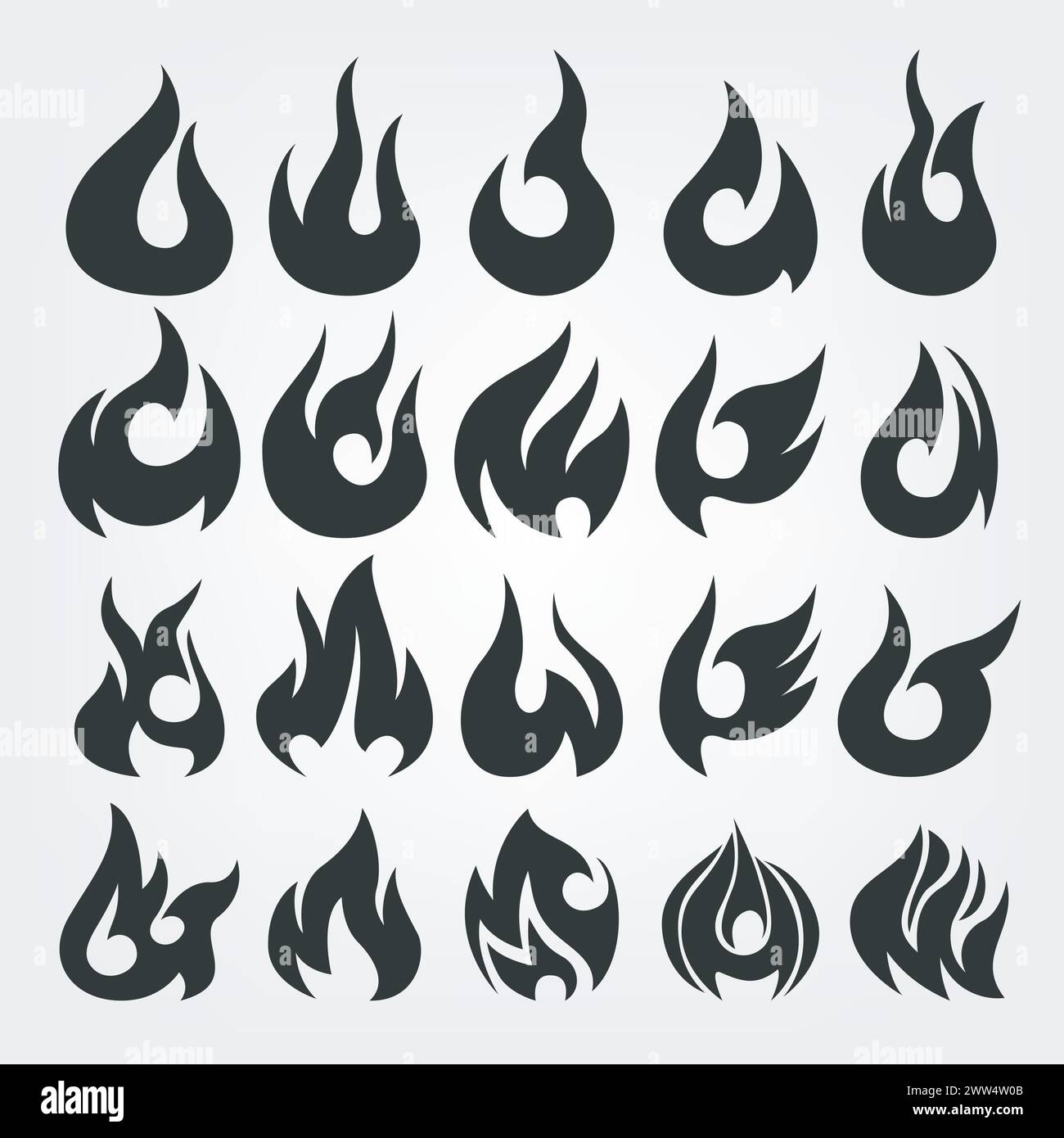 20 Fire Flames Icon Set, Vector Illustration Stock Vector