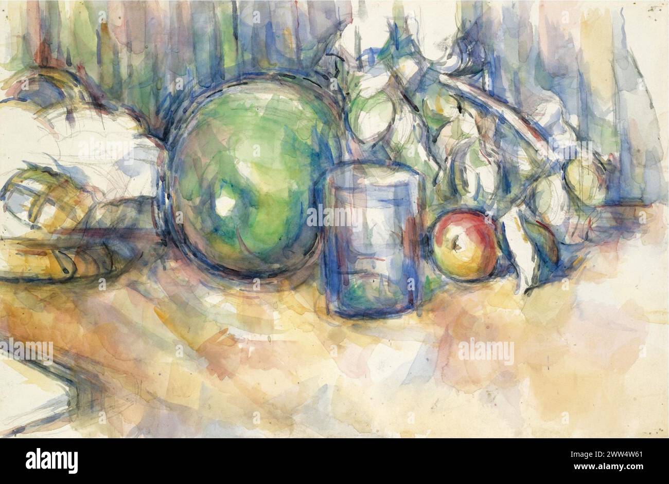 Paul Cézanne, Still-Life with Green Melon Stock Photo