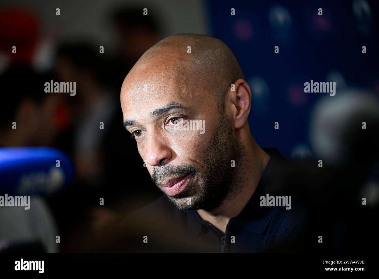 Thierry Henry during the Olympic Games football tournament final draw at Paris 2024 HQ on March 20, 2024 in Paris, France. Stock Photo