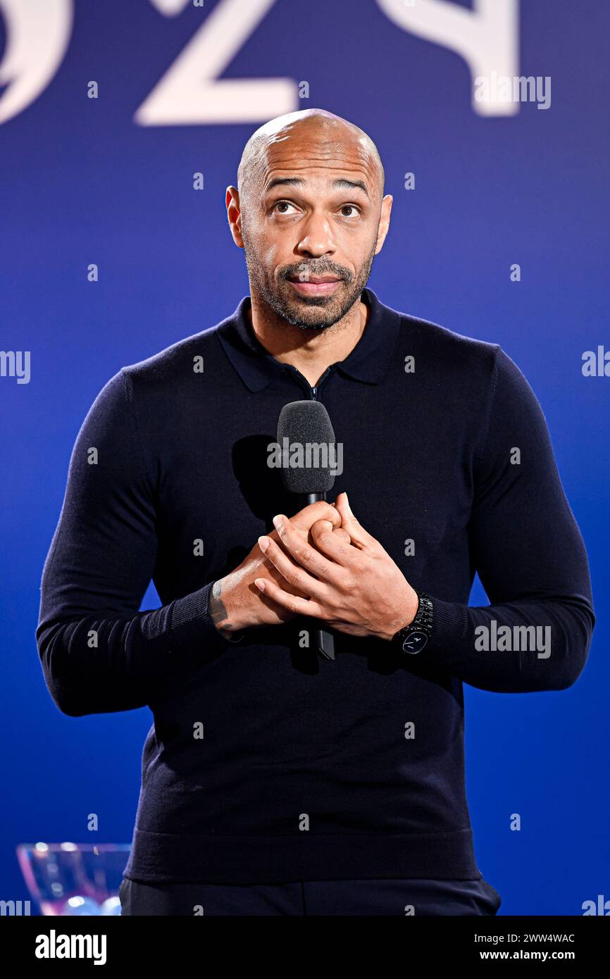 Thierry Henry during the Olympic Games football tournament final draw at Paris 2024 HQ on March 20, 2024 in Paris, France. Stock Photo