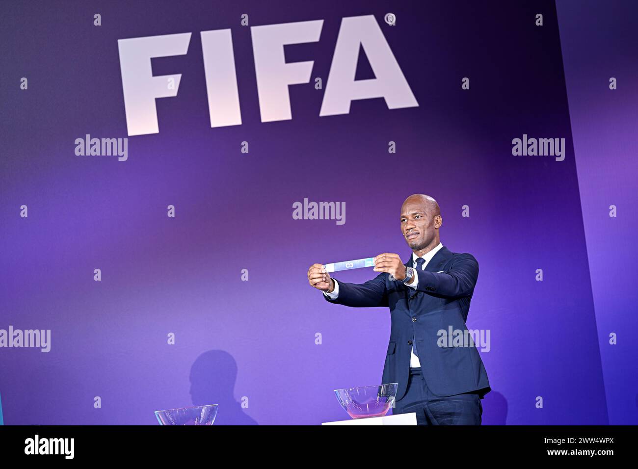 Paris, France. 20th Mar, 2024. Didier Drogba during the Olympic Games football tournament final draw at Paris 2024 HQ on March 20, 2024 in Paris, France. Credit: Victor Joly/Alamy Live News Stock Photo