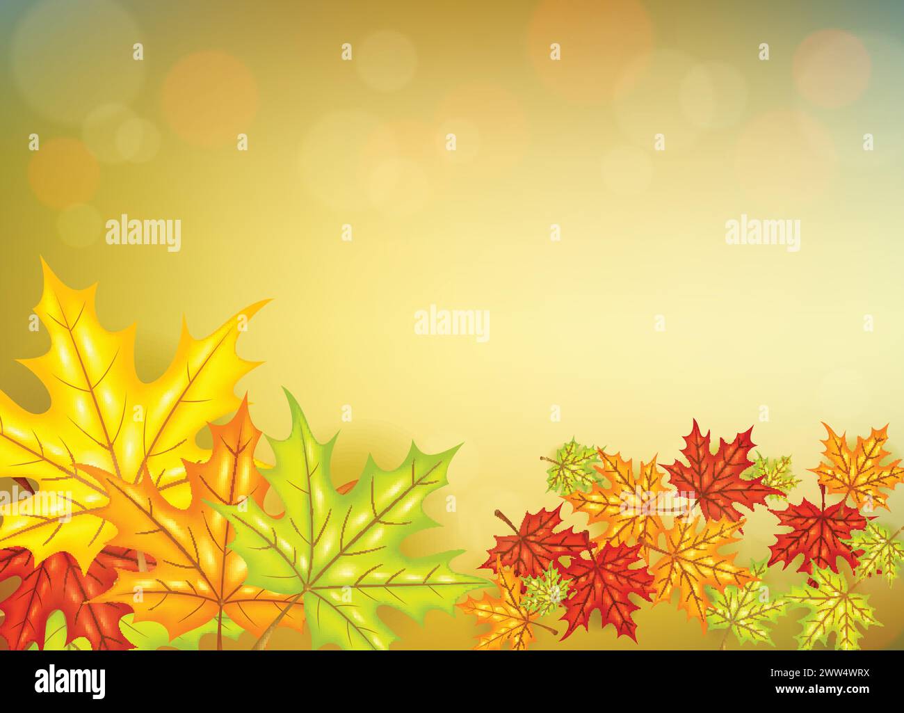 Autumn Leafs with Clothespins Background, Vector Illustration Stock Vector