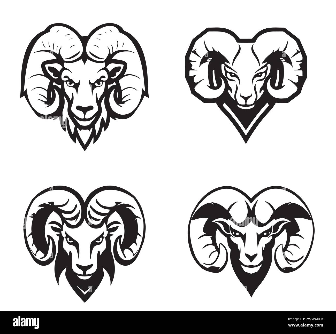 Aries graphic icon. Ram head sign in the black circle isolated on white ...