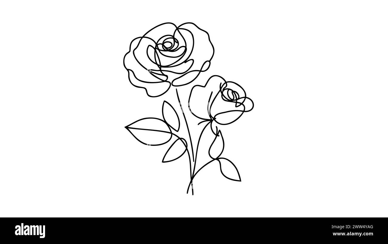 Rose flower icon. Continuous one line drawing Stock Vector Image & Art ...
