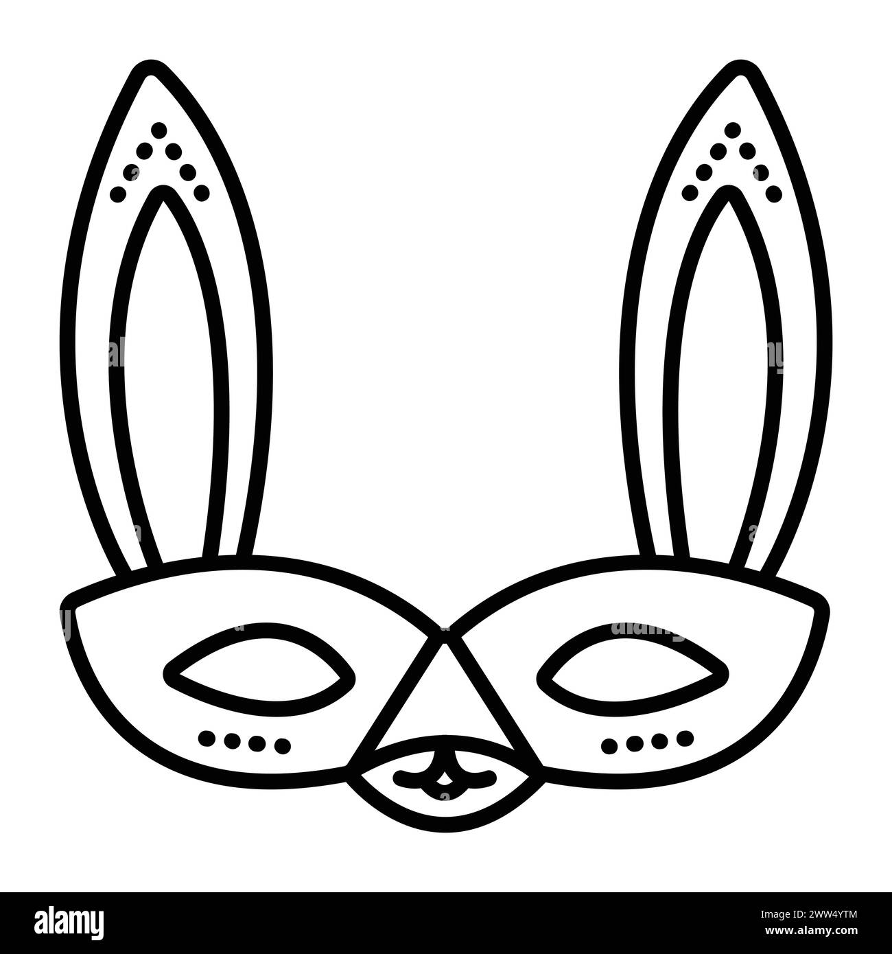Festive masquerade eye mask of bunny, rabbit, hare. Cute carnival black line icon Stock Vector