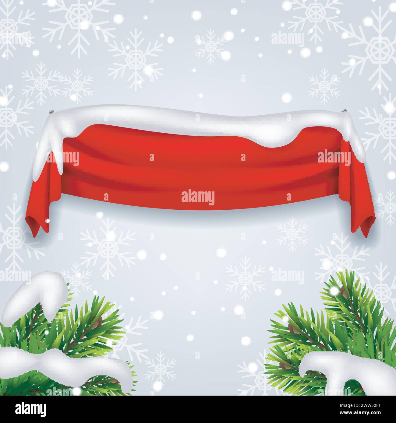 Red Banner with Snowflakes Falling Concept, Vector Illustration Stock ...