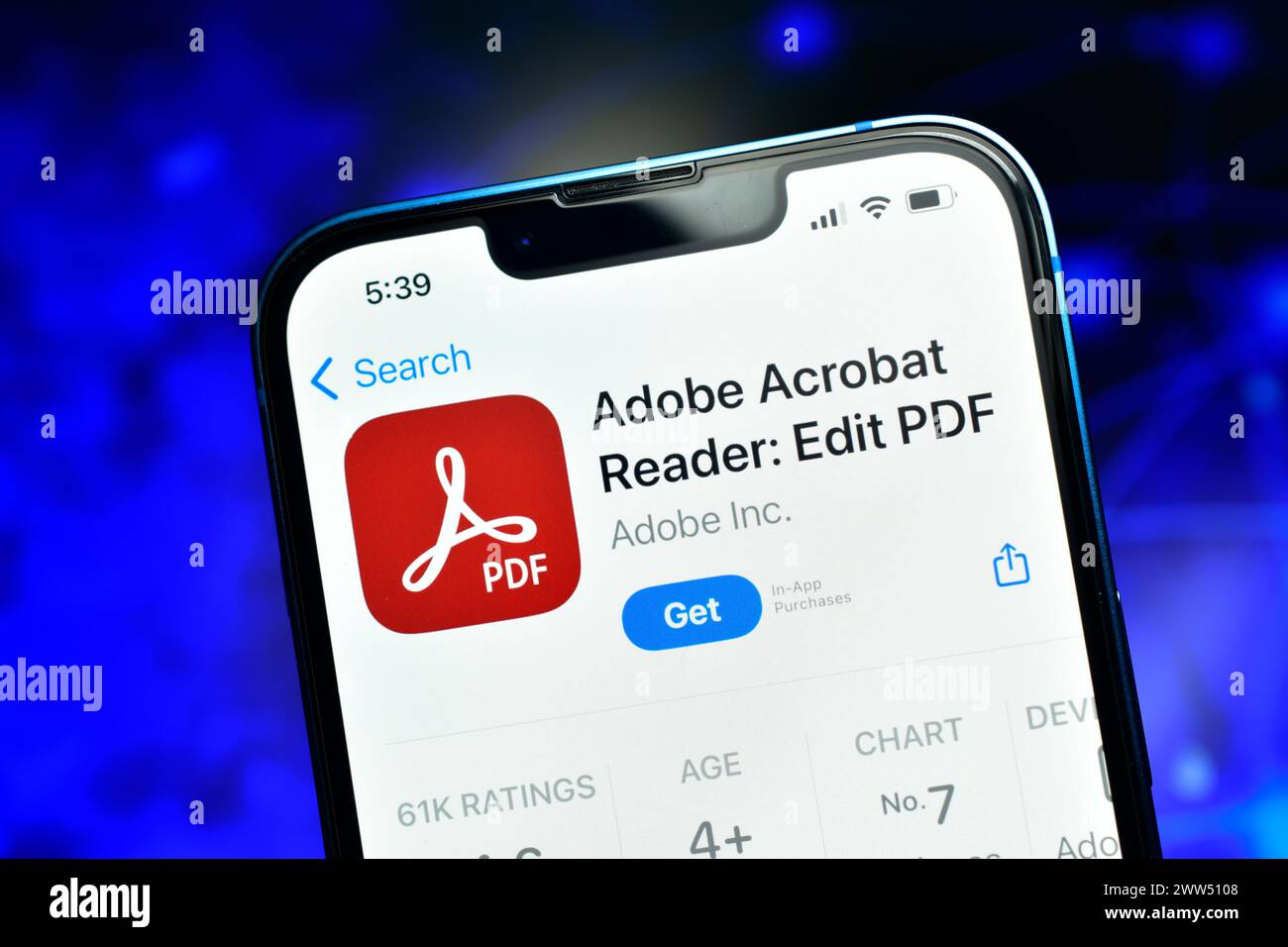 New Delhi, India 20 March 2024:- Adobe Acrobat Reader on smartphone used to read and edit PDF files Stock Photo