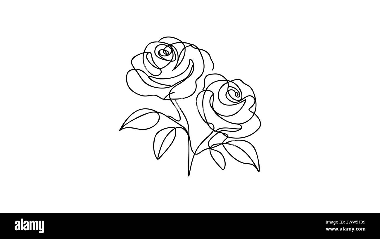 Rose flower icon. Continuous one line drawing Stock Vector Image & Art ...
