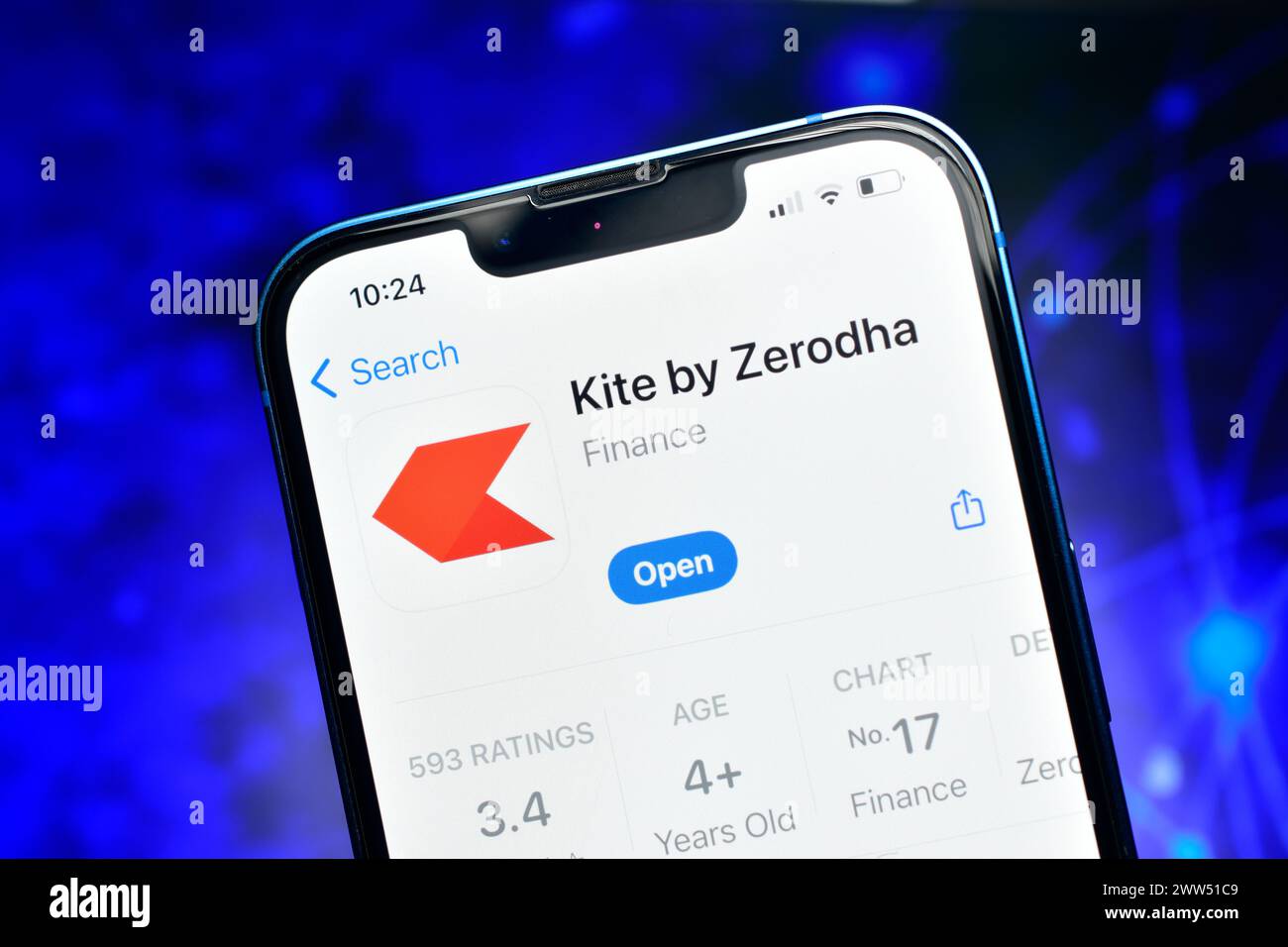 New Delhi, India 20 March 2024 Kite app from zerodha used to invest