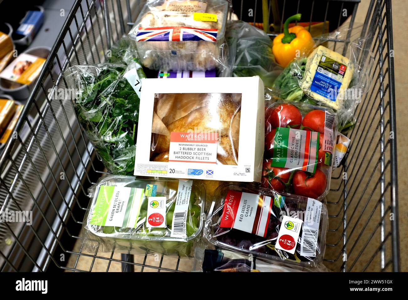 waitrose supermarket with bought items,ramsgate town,east kent,uk march