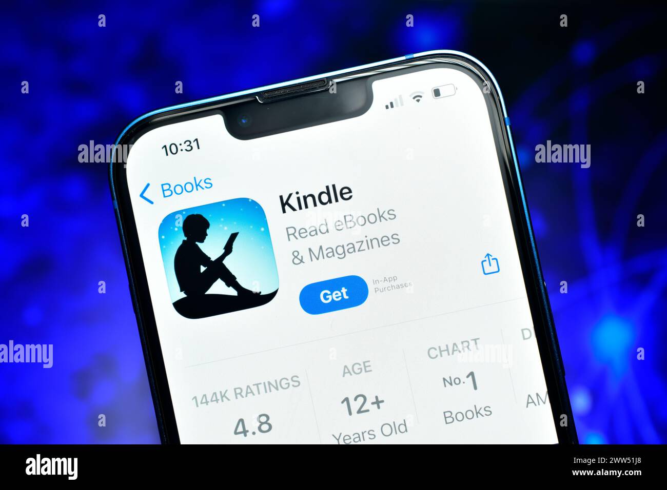 New Delhi, India 20 March 2024:- Kindle app used to read e books online platform proved by amazon Stock Photo
