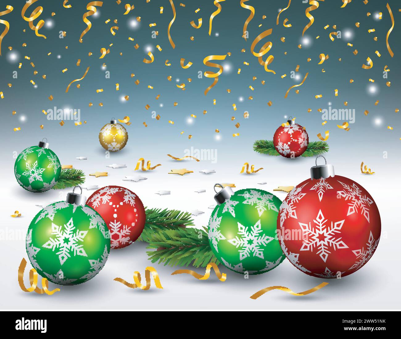 Christmas snowflake gold falling pine Stock Vector Images - Alamy