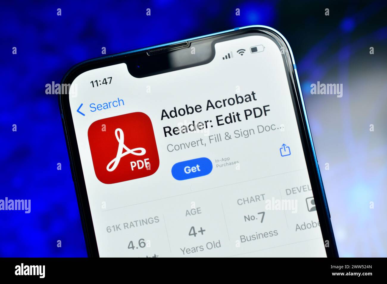New Delhi, India 20 March 2024:- Adobe acrobat app for pdf editing Stock Photo