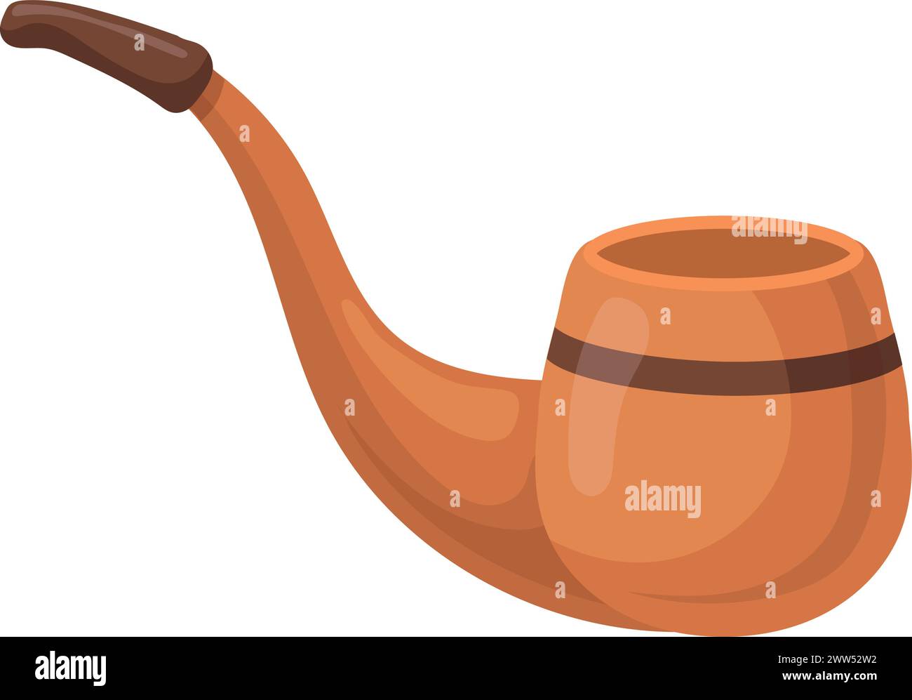 Vintage smoking pipe for tobacco. Retro male accessory isolated on white background Stock Vector