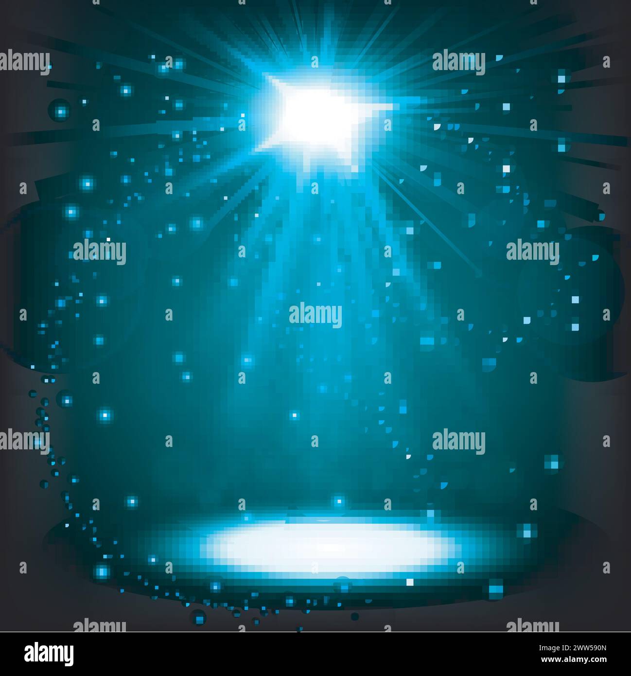 Blue Spotlight Shining with Flying Particles, Vector Illustration Stock ...