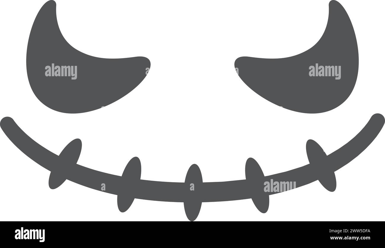 Scary pumpkin face. Black spooky smile stencil isolated on white ...