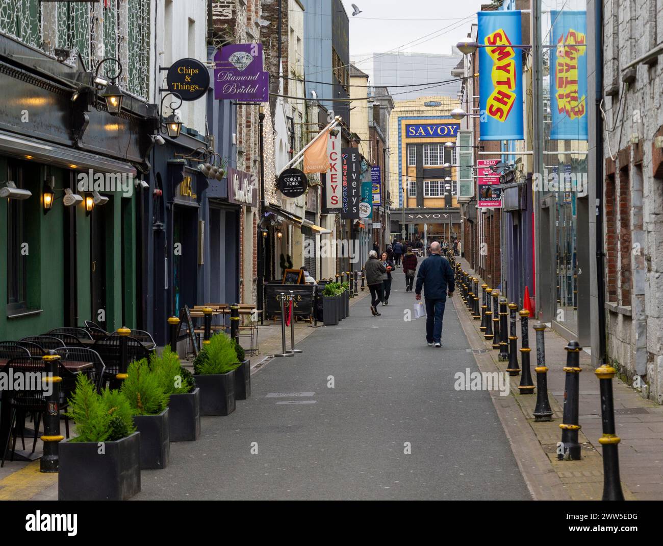 Maylor Street Cork City with view of Old Savoy Cinema at the end. Stock Photo