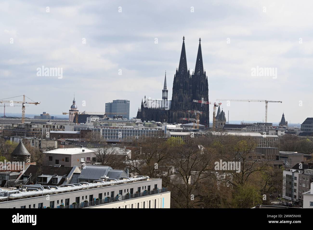Die Türme des Kölner Dom über den Dächern der Stadt *** The towers of ...