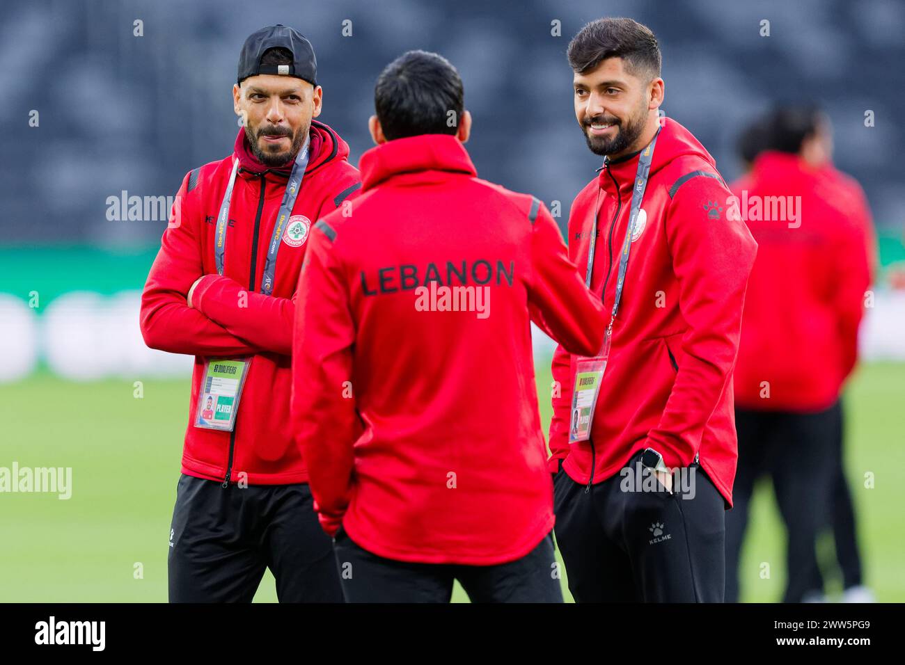 Sydney, Australia. 21st Mar, 2024. Lebanese players inspect the pitch before the FIFA World Cup 2026 Qualifier match between Australia and Lebanon at Western Sydney Stadium on March 21, 2024 in Sydney, Australia Credit: IOIO IMAGES/Alamy Live News Stock Photo